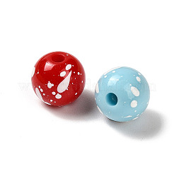 不透明およびスプレー塗装されたアクリルビーズ  スポットとのラウンド  ミックスカラー  8mm  穴：1.8mm  約1852個/500g&nbsp;OACR-G049-01