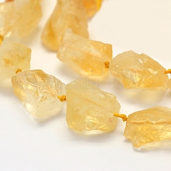 ラフ原石の天然シトリンビーズ連売り  ナゲット  14~24x10~20mm  穴：1mm  16.5インチ（41.9cm）&nbsp;G-K202-17B