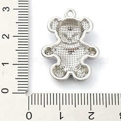 メッキ合金エナメルチャームラック  プラチナ  クマのチャーム  ブラック  25x19x5.5mm  穴：1.6mm&nbsp;ENAM-Z016-04P
