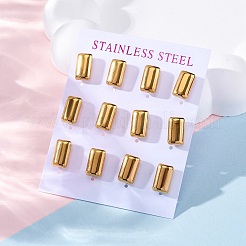 304ステンレススチールスタッドピアス  長方形  ゴールドカラー  12x7.5mm  12個/セット&nbsp;EJEW-C099-21G