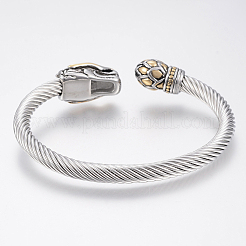 304 Stainless Steel Cuff Bangles Torque Bangles&nbsp;BJEW-H570-09