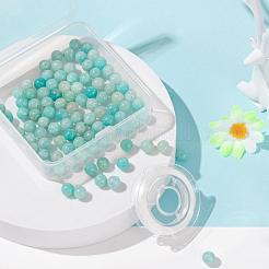 100個8mm天然アマゾナイトラウンドビーズ  10mの弾性水晶糸付き  DIYストレッチブレスレット作成キット用  8mm  穴：0.8mm&nbsp;DIY-LS0002-64