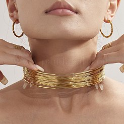 30MM 304 Stainless Steel Open Multi-Strand Choker Necklaces for Women&nbsp;NJEW-K297-02G
