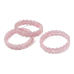 天然ローズクォーツビーズストレッチブレスレット、女性・男性用  長方形  内径：2.26インチ（5.75cm）&nbsp;BJEW-D461-02G