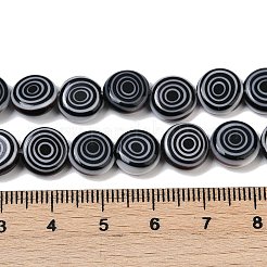 手作りランプワークビーズ連売り  ボルテックスでフラットラウンド  ブラック  10~11x4mm  穴：0.7mm  約38個/連  14.29~14.57''（36.3~37センチメートル）&nbsp;LK-R004-49A