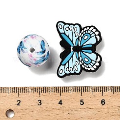25Pcs Butterfly & Round Silicone Focal Beads&nbsp;SIL-L005-02A