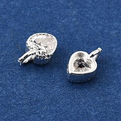 スターリングシルバーのパヴェクリアキュービックジルコニアチャーム925個  銀色のメッキ  ハート  5.5x3.5x2mm  穴：1mm&nbsp;STER-D306-04S-02