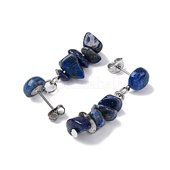 Natural Lapis Lazuli Dangle Stud Earrings&nbsp;EJEW-JE06371-05