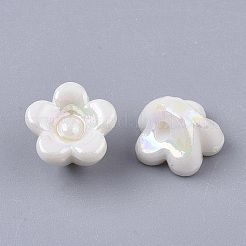 不透明なアクリルビーズ  ABカラーメッキ  花  ミックスカラー  10x10.5x7mm  穴：1.8mm  約1920個/500g&nbsp;MACR-S299-012