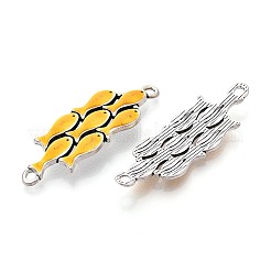 合金エナメルコネクタチャーム  魚群リンク  アンティークシルバー  ミックスカラー  44.5x14.5x5mm  穴：2.2mm&nbsp;TIBE-N016-09AS