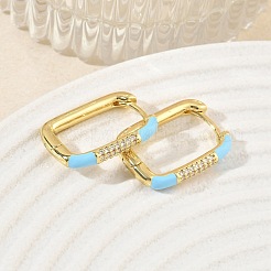 Brass Micro Pave Cubic Zirconia Hoop Earrings&nbsp;KK-CBA98BA-01G-B