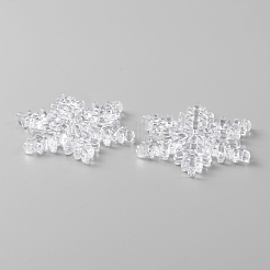 透明アクリル コネクタ チャーム  スノーフレークリンク  クリスマスパーティーの装飾  透明  52.5x46x5.5mm  穴：1.8mm&nbsp;LS-TACR-WH0001-74C
