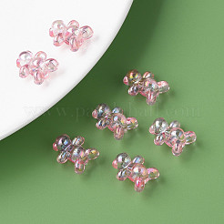 透明なアクリルビーズ  ABカラーメッキ  クマ  ピンク  16x13x8.5mm  穴：2mm  約700個/500g&nbsp;MACR-S154-127-C09
