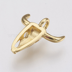真鍮チャーム  鉛フリー＆カドミウムフリー  牛の頭  ゴールドカラー  15x14.5x3mm  穴：2mm&nbsp;ZIRC-F083-009G-RS