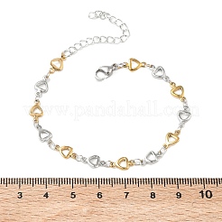 女性用304ステンレススチール製トライアングルリンクチェーンブレスレット  イオンプレーティング（ip）  ゴールデン·ステンレス鋼色  6.30インチ（16cm）&nbsp;BJEW-G790-01GP