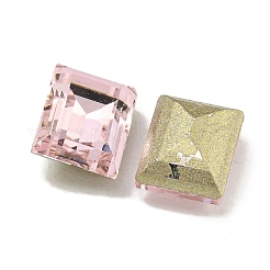 ガラスラインストーンカボション  フラットバック＆バックメッキ  多面カット  長方形  ライトローズ  8x6x3mm&nbsp;RGLA-L029-15C-223