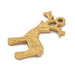 クリスマス 304 ステンレススチール チャーム  14KGP本金メッキ  鹿  15.5x12x1mm  穴：1mm&nbsp;STAS-Z093-03A-G