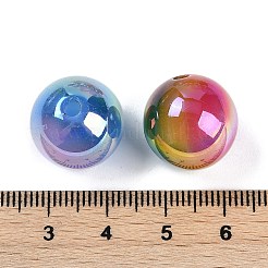 グラデーションカラーのレジンビーズ  パールカラーの  ラウンド  ミックスカラー  16mm  穴：2.5mm&nbsp;RESI-P042-01A