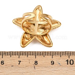 女性用304ステンレススチールラインストーンカフリング  ヒトデ  ゴールドカラー  28x29.5mm&nbsp;RJEW-P174-02G