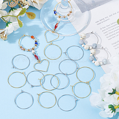 80Pcs 2 Colors 316 Surgical Stainless Steel Hoop Earrings Findings&nbsp;STAS-DC0016-50A