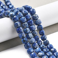 染め天然セサミジャスパービーズ連売り  多面カット  キューブ  藤紫色  6.5~7x6.5~7x6.5~7mm  穴：1mm  約61~62個/連  15.47~15.67インチ（39.3~39.8cm）&nbsp;G-C179-B02-01