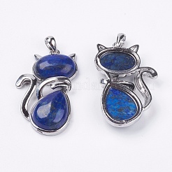 Natural Lapis Lazuli Kitten Pendants&nbsp;G-G713-B14