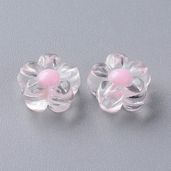 透明なアクリルビーズ  二層ビーズ  花  ピンク  12x12.5x6mm  穴：2.5mm  約893個/500g&nbsp;TACR-S152-06A-SS2112
