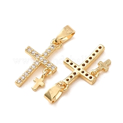 Brass Micro Pave Clear Cubic Zirconia Pendants&nbsp;CU-CBAB2E9-01G
