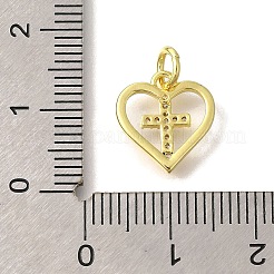 Brass Micro Pave Clear Cubic Zirconia Pendants&nbsp;KK-M297-21G