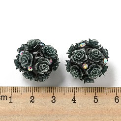 アクリル手作りポリマー粘土ラインストーンビーズ  花の光るビーズ  暗闇で光る  ミディアムアクアマリン  20mm  穴：1.8mm&nbsp;FIND-Z036-01B