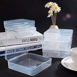 ポリプロピレン（pp）プラスチックボックス  ビーズ保存容器  ヒンジ付き蓋付き  正方形  透明  12.5x12.5x3.5cm&nbsp;CON-WH0068-43B