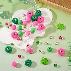 DIYファインディングキット44個  食品グレードの環境に優しいシリコンビーズを含む  アクリルビーズ  アイアン製ラインストーンスペーサービーズ  ウサギの毛の模造品 ヨーロッパのビーズ  ミックスカラー  29.5x30x7.5mm  穴：3mm&nbsp;DIY-TA0013-87