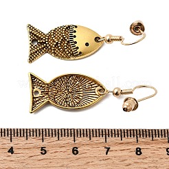 魚合金ダングルイヤリング  アンティーク黄金  40x13.5mm&nbsp;EJEW-C167-01AG
