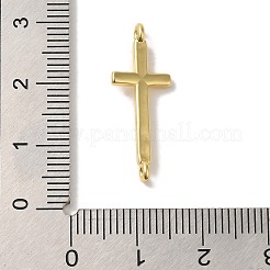 ラックメッキ真鍮宗教クロスコネクタチャームリンク  カドミウムフリー＆鉛フリー  長持ちメッキ  18KGP本金メッキ  26x9.5x3.5mm  穴：1.5mm&nbsp;KK-U027-04G