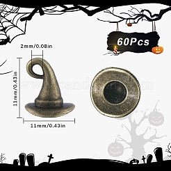 60 個のチベットスタイル合金チャーム  カドミウムフリー＆鉛フリー  魔女の帽子のチャーム  アンティークブロンズ  11x11mm  穴：2mm&nbsp;TIBEP-SC0003-01