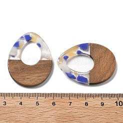樹脂とクルミのペンダント  ティアドロップ  コーンフラワーブルー  37.5x28x3mm  穴：2mm&nbsp;FIND-R051-10C