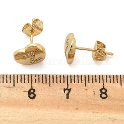 ラックメッキ真鍮マイクロパヴェクリアキュービックジルコニアスタッドピアス  ハート  文字Z  8.5x9.5mm&nbsp;EJEW-K299-01G-Z