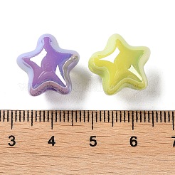 UVメッキアクリルビーズ  スター  ミックスカラー  15x15.5x13mm  穴：4mm&nbsp;MACR-D029-08