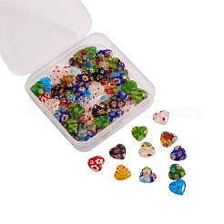 2 Strands Handmade Millefiori Glass Heart Bead Strands&nbsp;LK-CJ0001-01