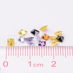 混合グレード a スクエア型キュービック ジルコニア ポインテッド バック カボション  多面カット  3x3x2mm&nbsp;X-ZIRC-M004-3x3mm