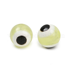 光沢のある不透明アクリルビーズ  丸い目  暗闇で光る  シャンパンイエロー  6mm  穴：1.6mm&nbsp;LACR-G050-01B