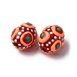 ガラスエナメルビーズ  手描きのビーズ  オーバル  ミックスカラー  15~16.5x12~13mm  穴：1.5mm&nbsp;GLAA-C038-01