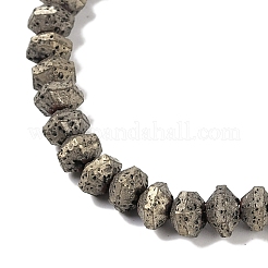 電気メッキされた天然溶岩岩ビーズ連売り  ロンデル  ソーサービーズ  グレーメッキ  6x4mm  穴：1mm  約94個/連  15.94''（40.5センチメートル）&nbsp;G-A234-F02-01H
