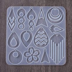 シリコンモールド  ペンダント鋳造鋳型  UVレジン用  エポキシ樹脂工芸品作り  ホワイト  121x122x4.5mm  穴：2mm&nbsp;X1-SIL-Z020-03B