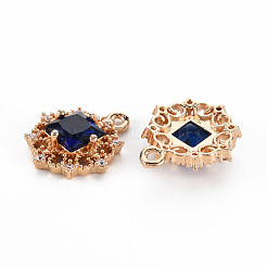 Rack Plating Brass Micro Pave Clear Cubic Zirconia Pendants&nbsp;KK-T060-61G-RS
