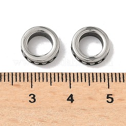 レトロ316サージカルステンレススチールスペーサービーズ  手動研磨  フラットラウンド  アンティークシルバー  10.5x3.5mm  穴：6.5mm&nbsp;STAS-L307-14AS