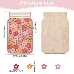 子供向け DIY 木製花報酬表  幼児用のご褒美瓶  カラフル  250x150x8mm&nbsp;AJEW-WH0542-79
