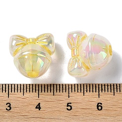 透明なアクリルビーズ  蝶結び  ゴールド  14.5x15x12mm  穴：3.5mm&nbsp;OACR-B019-08