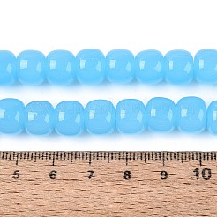 ジェイド風ガラスビーズ連売り  コラム  ライトスカイブルー  9.5~10x8mm  穴：1~1.2mm  約45~49個/連  14.17~16.14インチ（36~41cm）&nbsp;GLAA-Q106-02A-A05