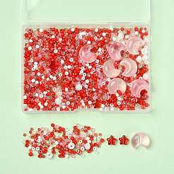 ミックススタイルのガラスビーズ連売り  混合図形  レッド  1.5~16x1.5~14x1.5~9mm  穴：0.5~1.5mm&nbsp;EGLA-FS0002-63B